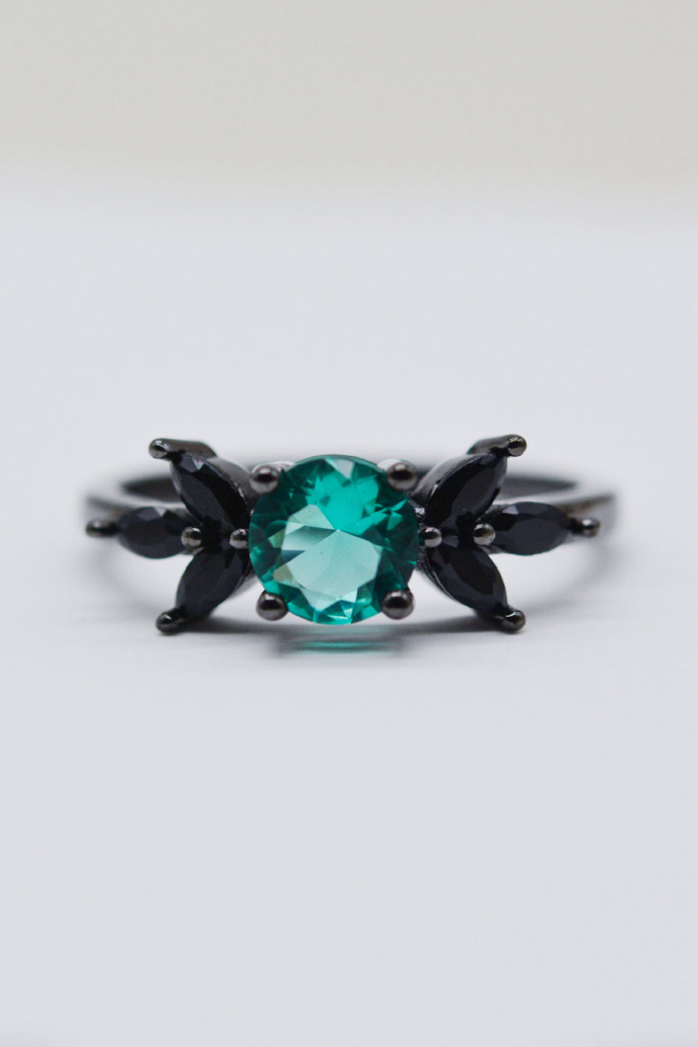 Paraiba Tourmaline and Zircon Leaf Ring